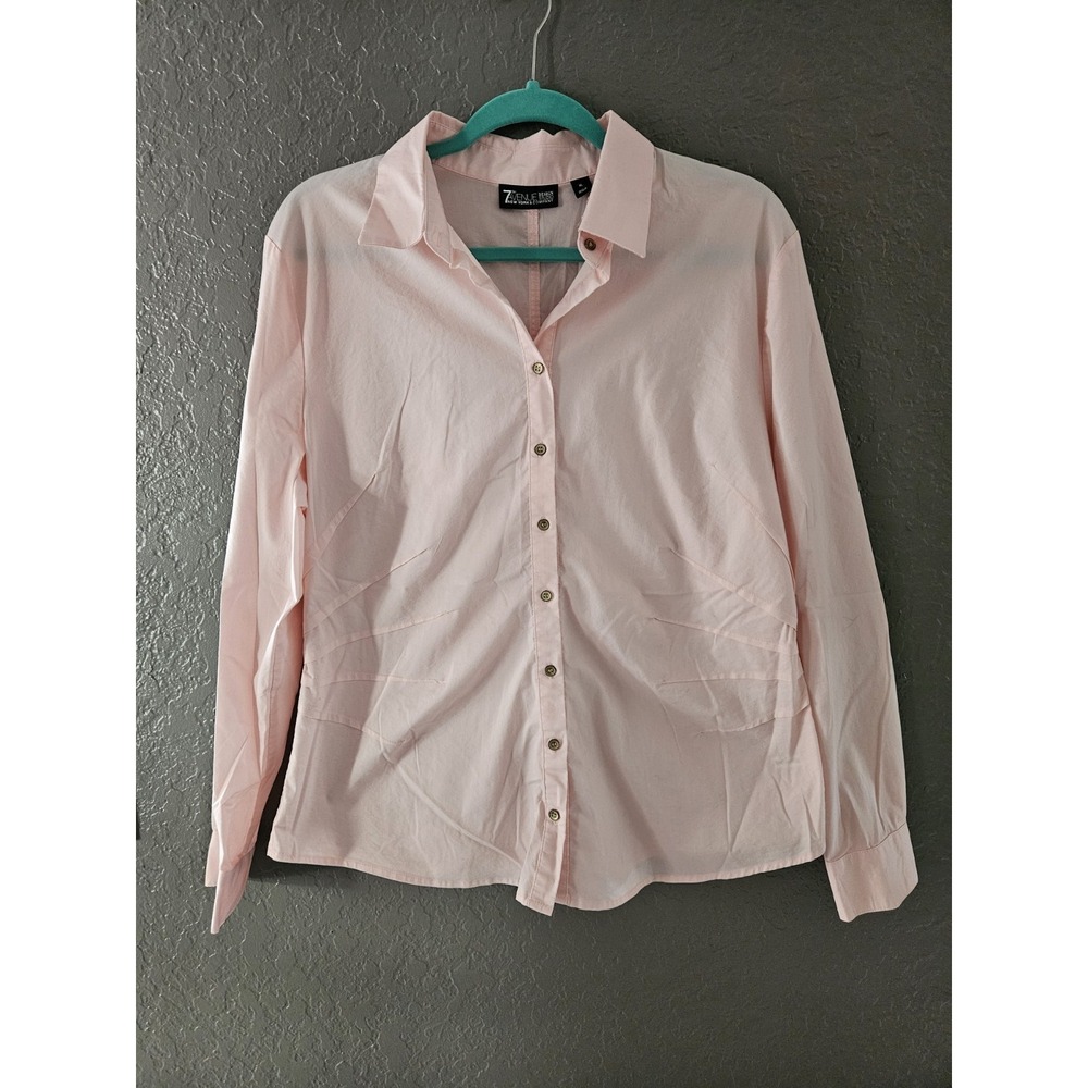 New York & Company 7th Avenue Pink Pinched Waist Button Up Shirt XL‎ Excellent
